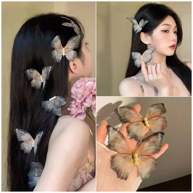 

Fairy Air Mesh Butterfly Hair Clip Duckbill Clip Butterfly Knot Hair Headpiece
