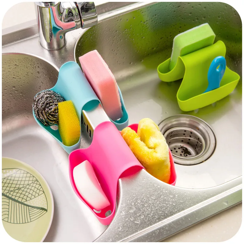 1pcs Silicone Sink Drain Rack Holder Kitchen Dishwashing Sponge Rack Bathroom Soap Dish Drain Hanging Basket Kitchen Accessories