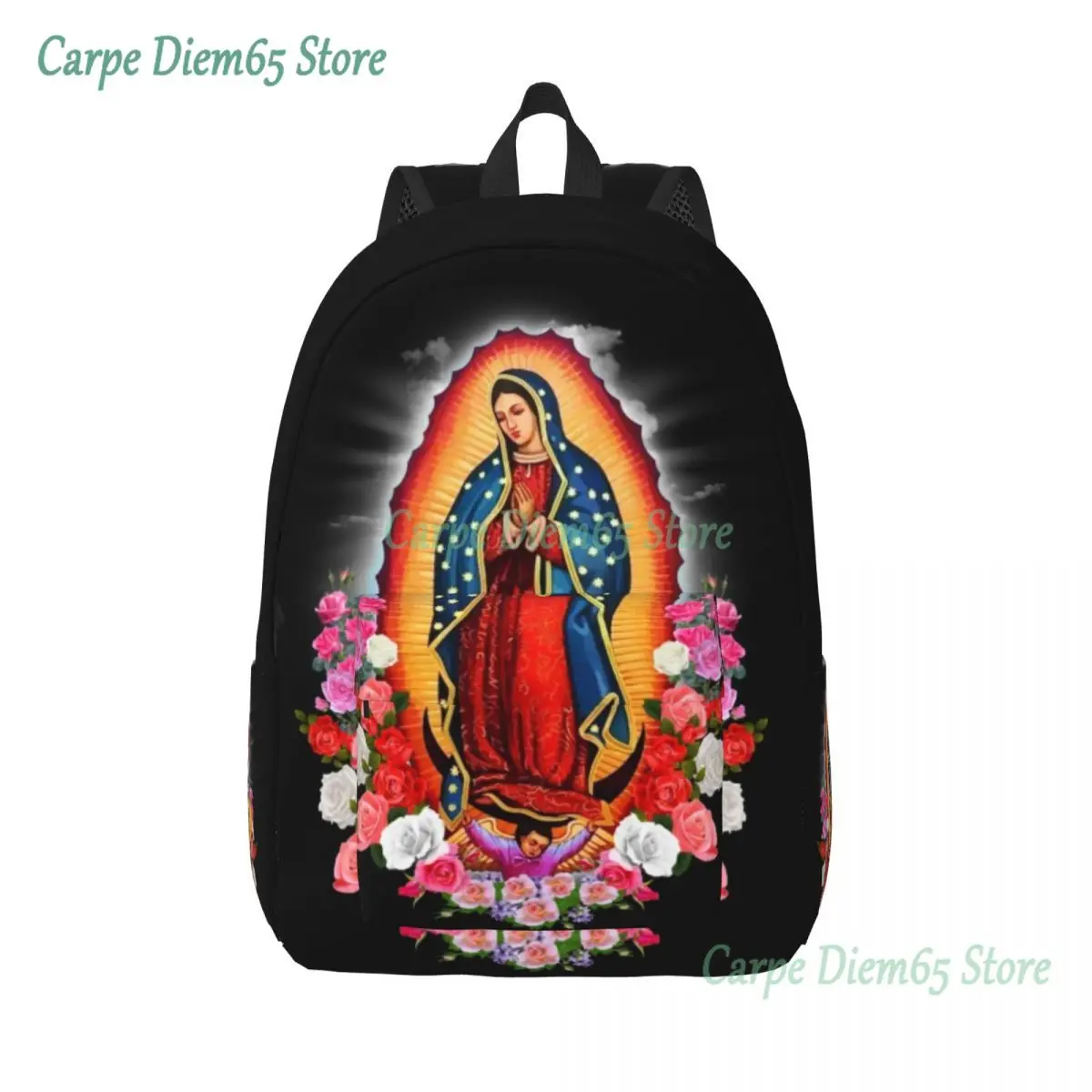

Virgin Mary Of Guadalupe Canvas Backpack for Women Men Waterproof College School Mexico Catholic Saint Bag Printing Bookbag