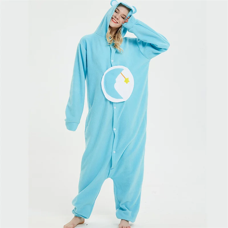 Flannel Anime Cartoon Fluffy Pajamas One Piece Pajamas Homewear Unisex Nightgowns Long Sleeve Onesies Thicken Kigurumi Adult