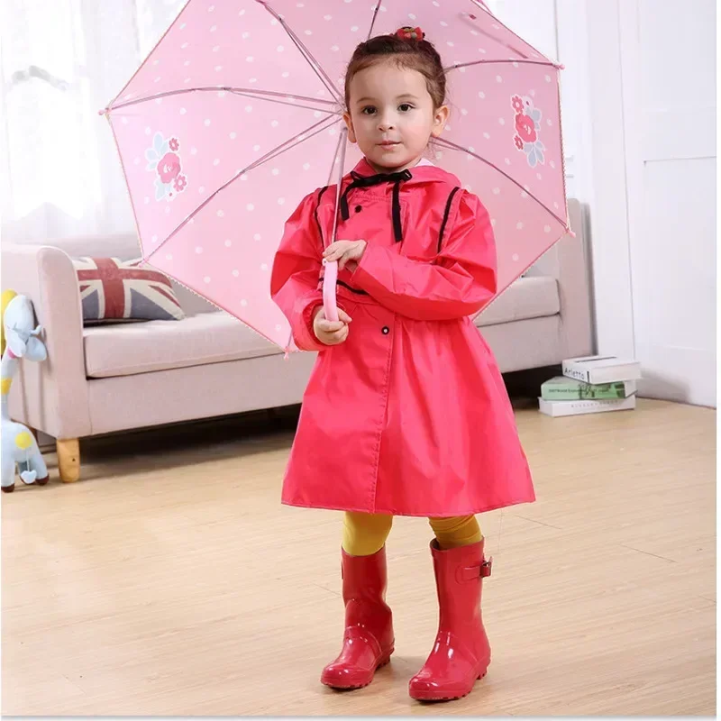 Raincoat Poncho Solid Princess Style kid's Raincoat Fashionable Girl Rain Poncho Waterproof and Breathable Rain Cover Comfortable Jacket