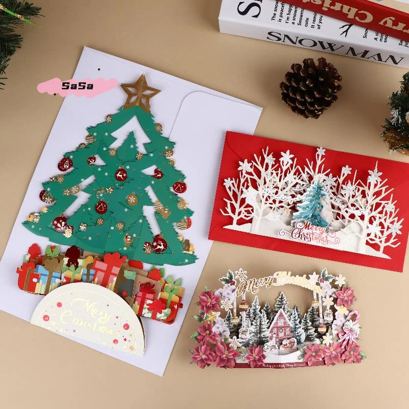 3D Santa Claus Christmas Decorative Card Festive Greeting Card for Parents Siblings Teachers Classmates