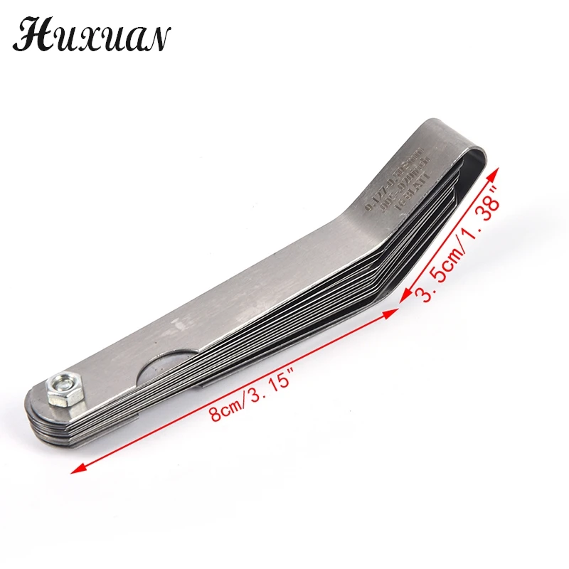Feeler Gauge 1 set 16 Blades 0.05 to 1mm Thickness Curved Stainless Steel feeler gauge