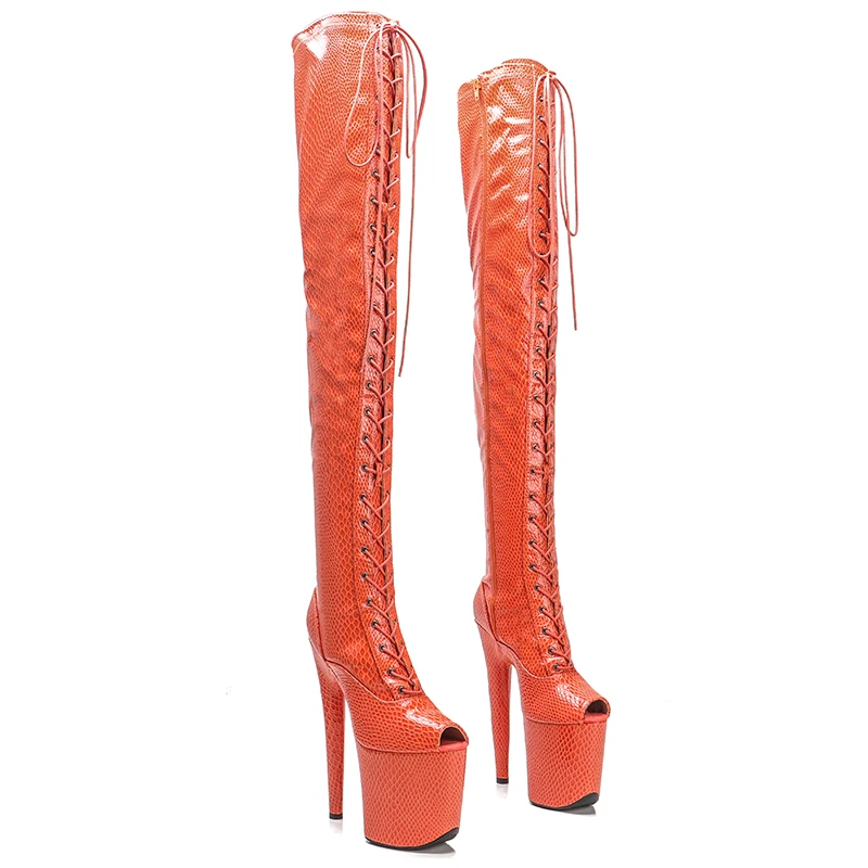 

Leecabe 20CM/8Inch Snake PU UPPER Platform disco party High Heels Shoes Pole Dance boot
