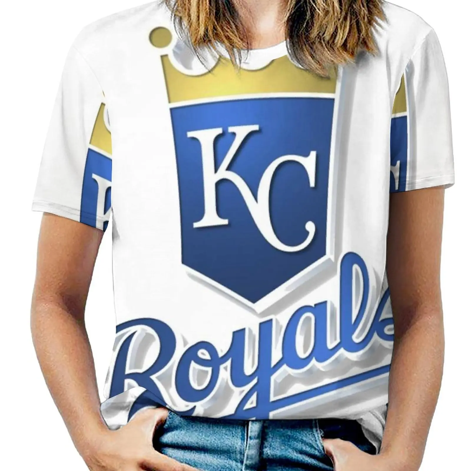 Kc Royals Women Zipper Sexy Printed Vintage T Shirts Tops Full