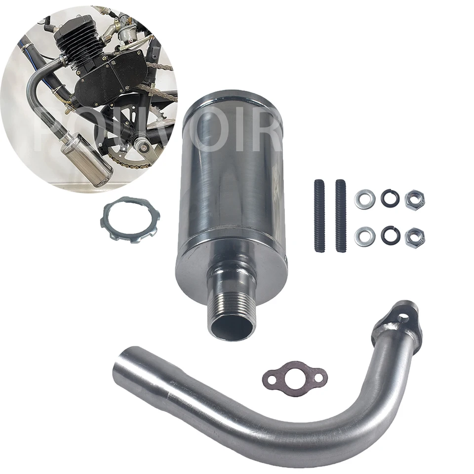 80cc Bicycle Engine Kit Stroke Split Pipe Exhaust Muffler For