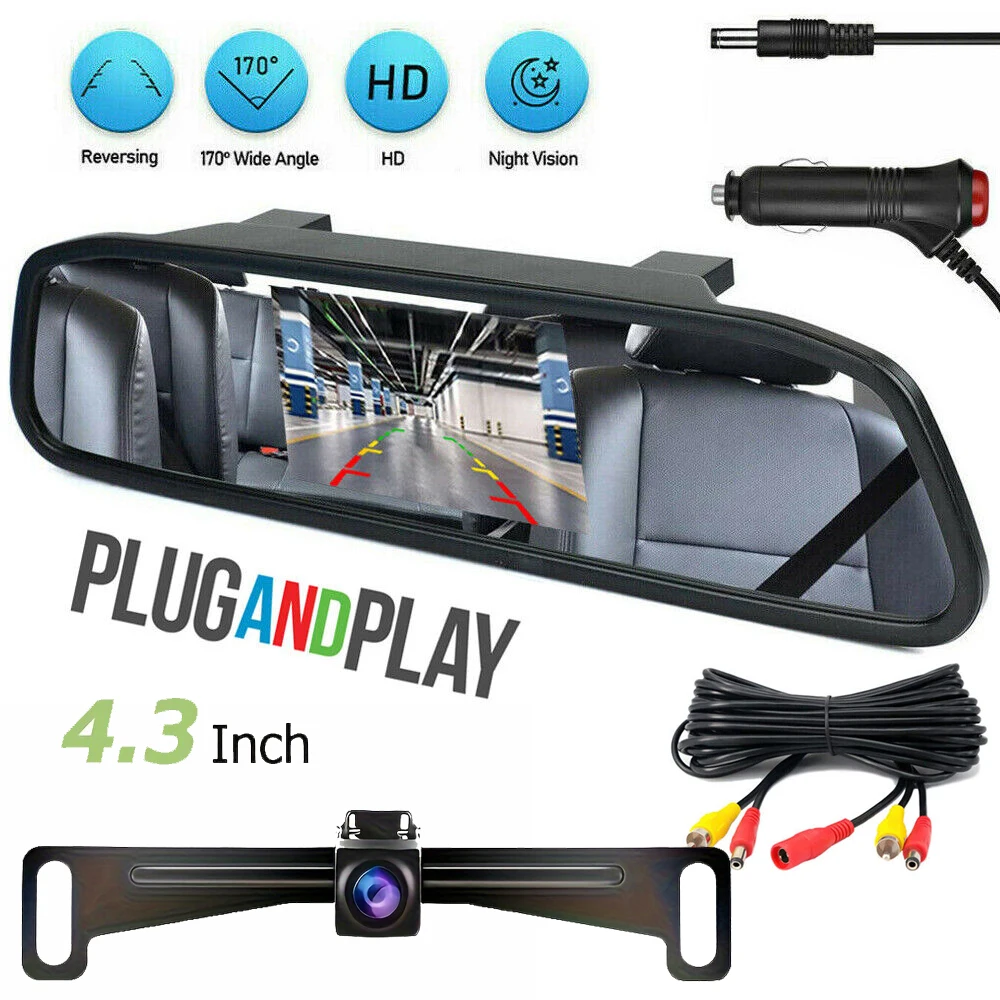 Car Rear view Camera with Mirror Monitor for Vehicle Parking Rearview Mirror Camera  4.3 Inch Screen Hd Reversing Camera