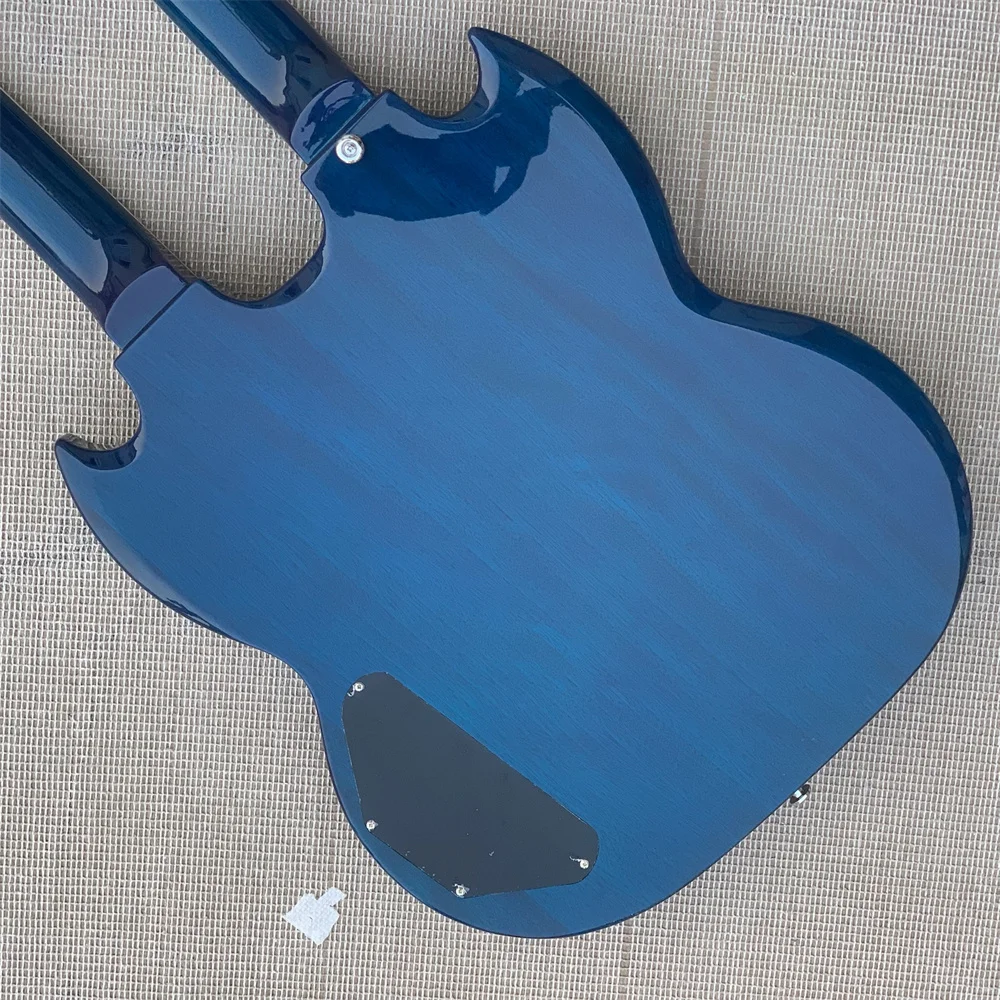 Электрическая гитара Relic Blue 12 и 6 струн Slash 1275 с двойной шеей SG, инкрустированные параллелограммами, гитары, гитары