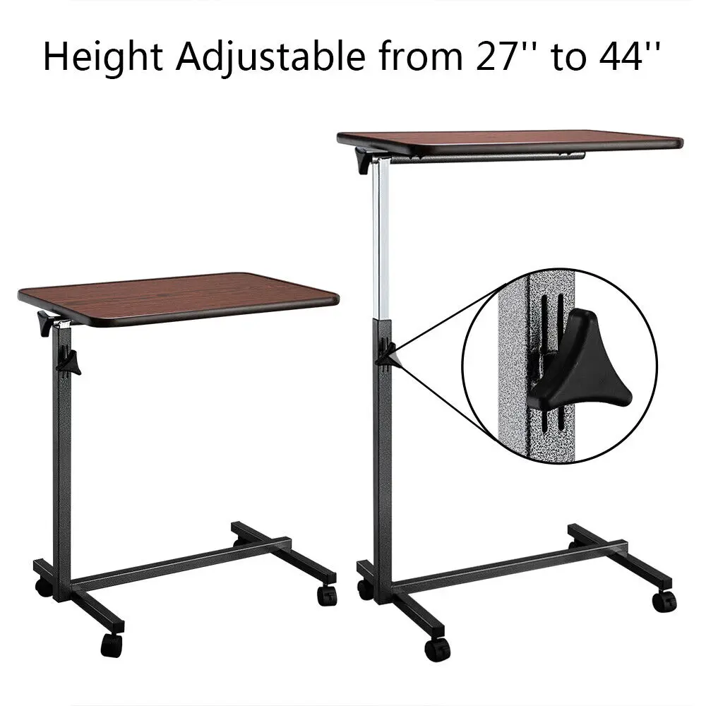 Medical Bed Tray Overbed Table Rolling Tray Bed Side Table for Laptop Eating US 4