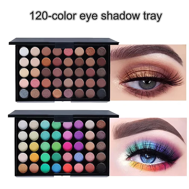 Eye shadow 120 color makeup set matte and pearlescent dual texture waterproof long lasting non smudged eye makeup tool