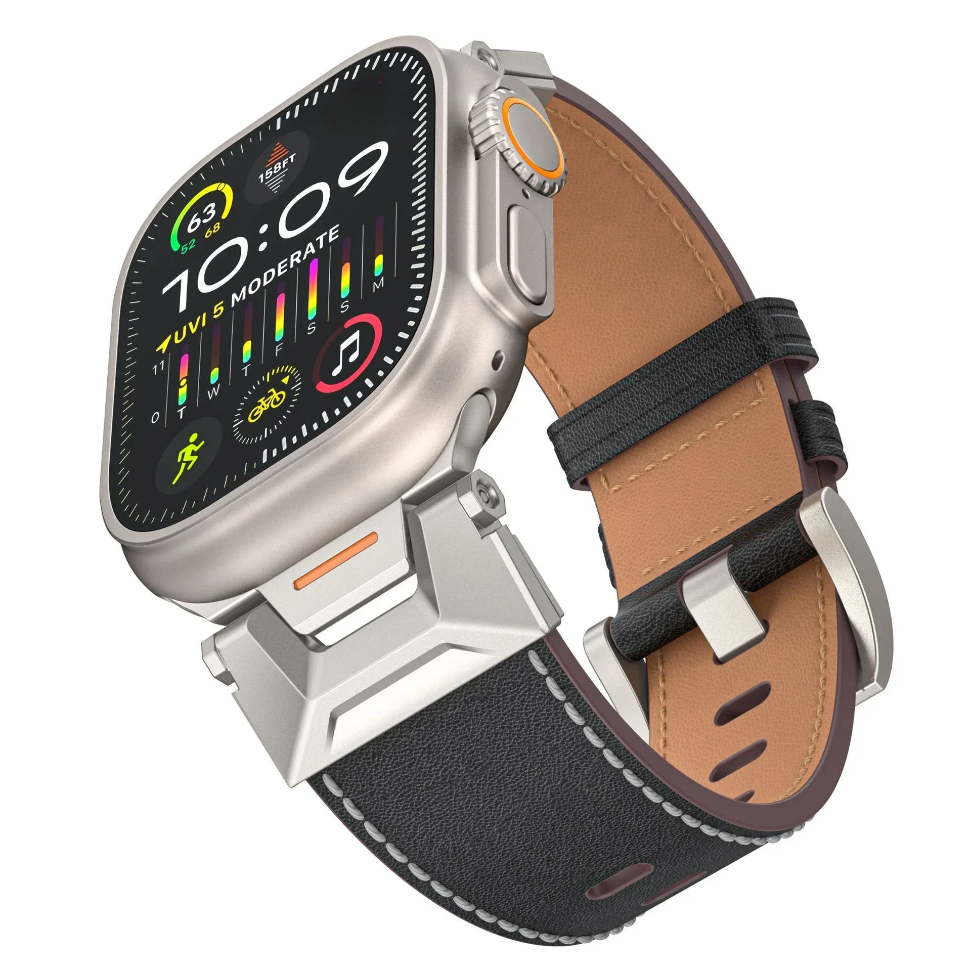 Luxusní originální kůže pás pro jablko hodinky uitra 2 49mm 45 42 44mm náramek pro iwatch řada 9 45mm se 8 7 3 4 5 correa řemen