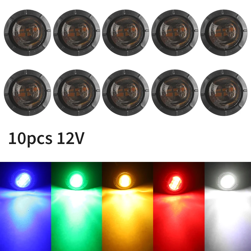 

10PCS Waterproof Side Marker Indicators Light LED 12V Bullet Lamp Mini 3/4"for Truck Trailer Tail Clearance Lights