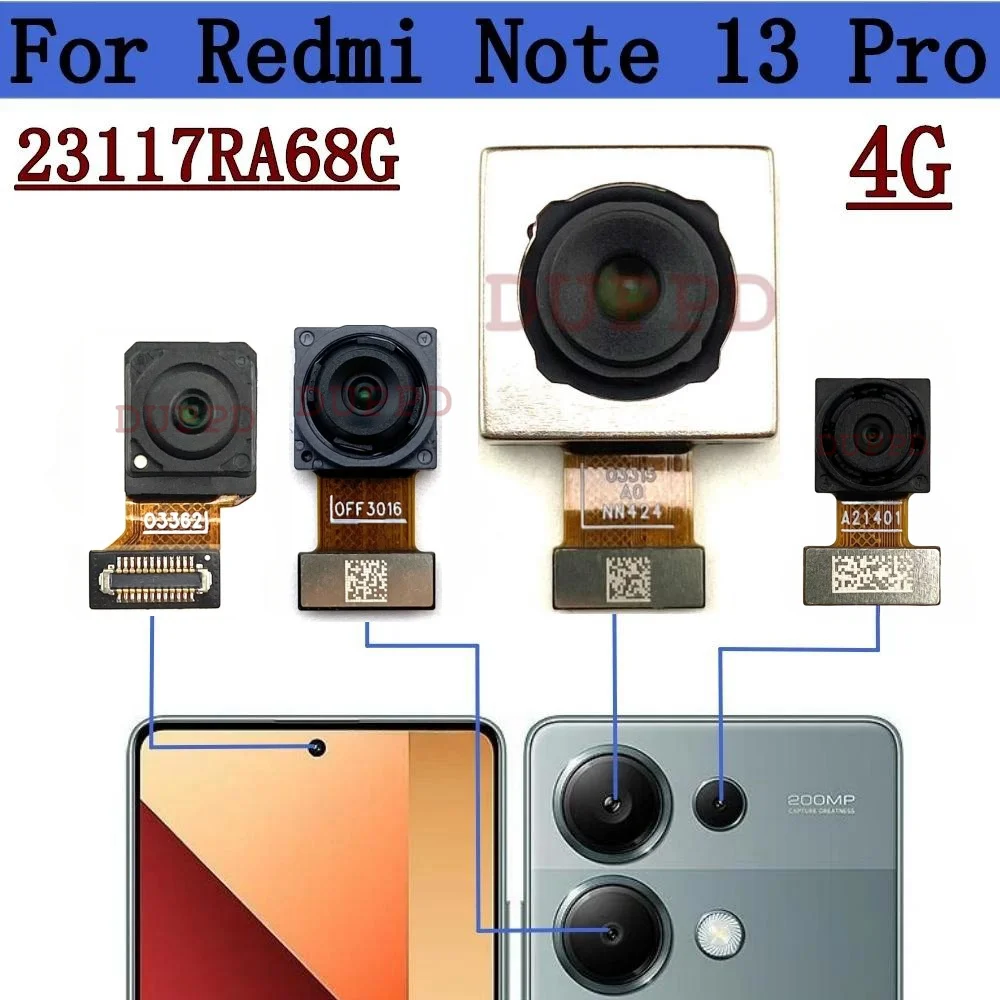 

Оригинальная задняя фронтальная камера для Xiaomi Redmi Note 13 Pro 4G ‎ 23117RA68G задняя основная широкоугольная камера гибкий кабель запасные части