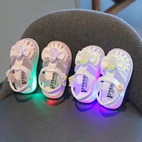 Summer LED Light Baby Girl Sandals Fashion Cute Candy Flower Soft Sole Toddler Shoes Kids Hollow Out Glowing Up Princess Sandals 1