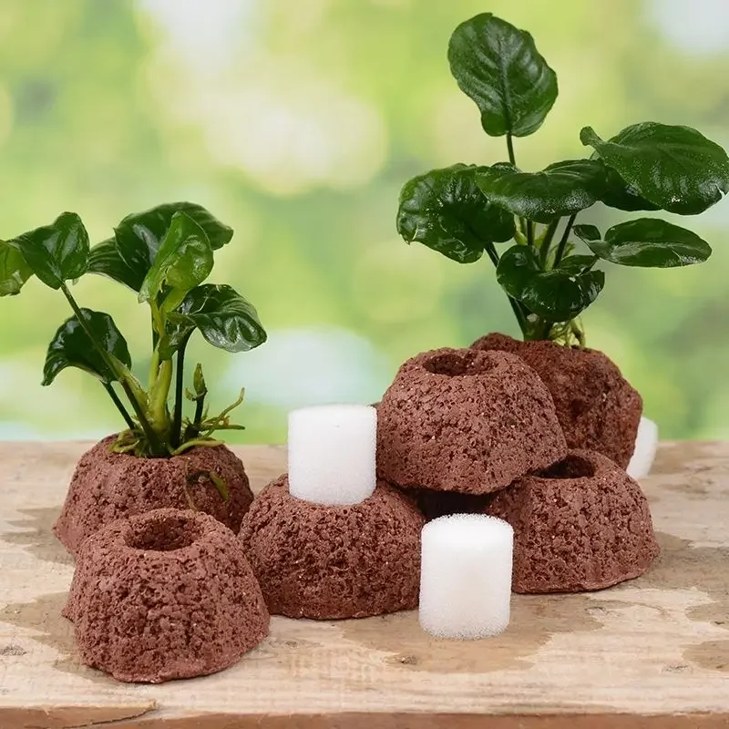 Pots et anneaux en céramique pour aquarium, poterie de paysage pour plantes aquatiques