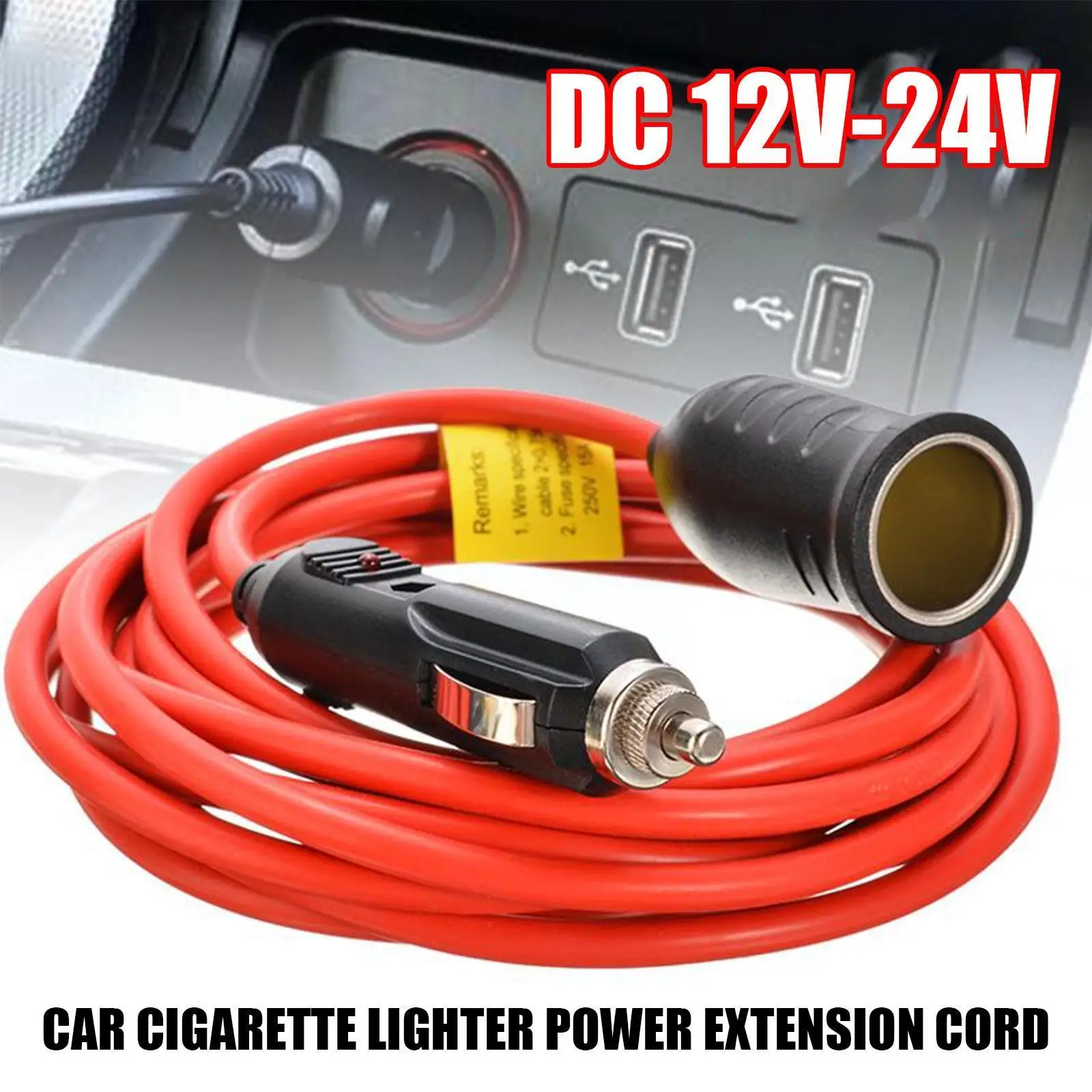 3.6m 12v/24v 15a Car Cigarette Lighter Extension Cord Female Cable