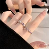 4XBF Set of 2 Purple  Adjustable Open Rings Engagement Rings Y2K Adjustable Rings Alloy Material Aesthetic Jewelry 2