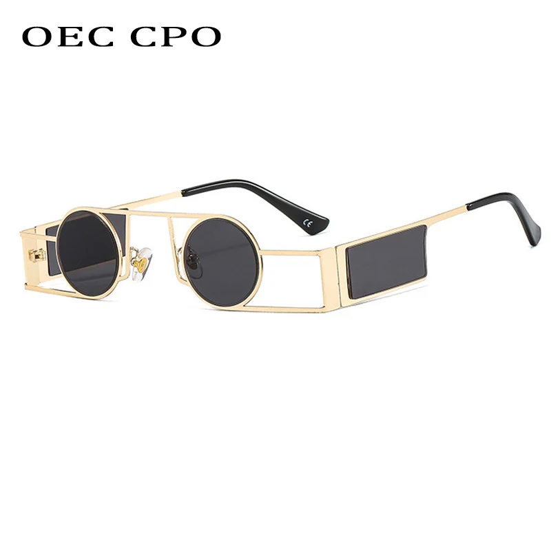Lunettes de soleil rétro punk rondes métal steampunk UV400 pêche outdoor OEC CPO