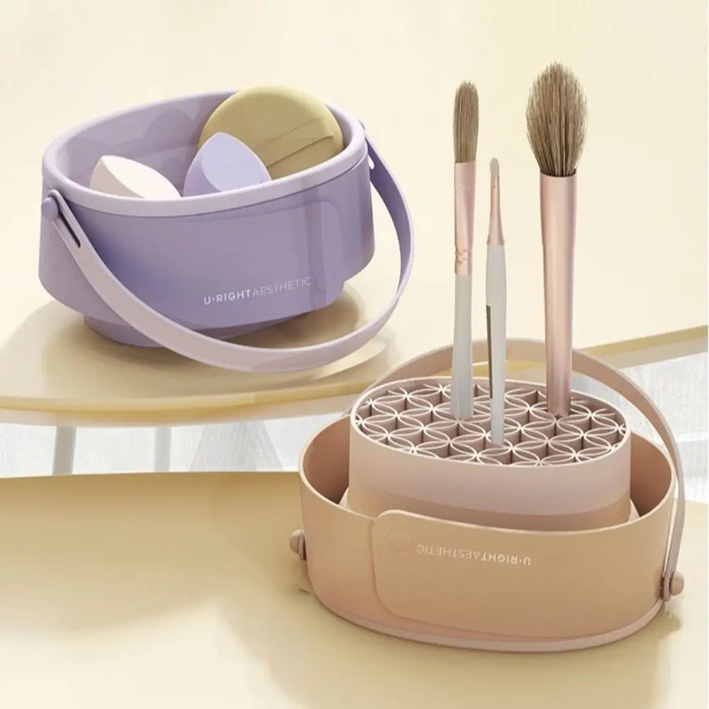 3 in 1 Makeup Brush Washing Bowl Silicone with Storage Stand Beauty Egg Cleaning Box Multifunction Foldable Powder Puff Washer