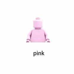 Set of 6 Non - Toxic Mini Building Blocks - DIY Pure Color Character Accessories - 6pcs (Pink)