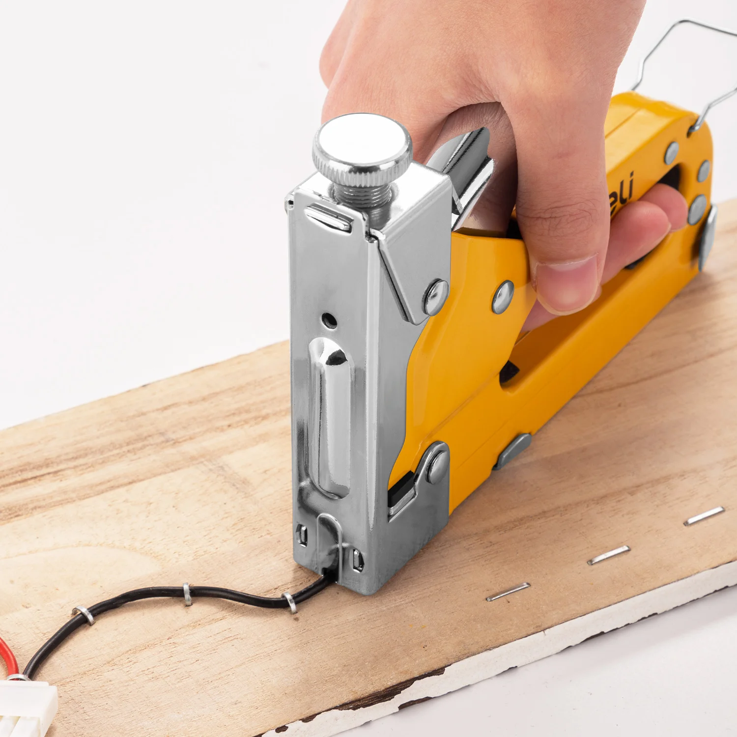 Deli 3 in 1 Nail Gun Set With Staples Remover Manual Adjustment Wood Upholstery Stapler Gun for Carpentry Tools Home DIY 6