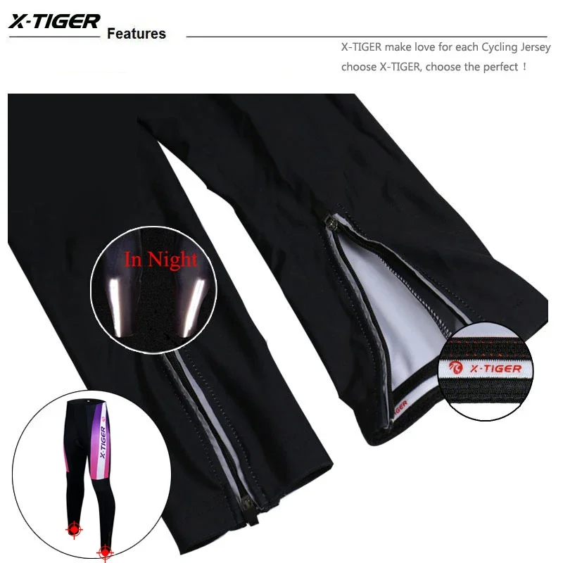 X-TIGER Gel Pad Warm Pants Women Cycling Trousers Winter Warm TMB Mountain Bicycle Tights Coolmax 5D