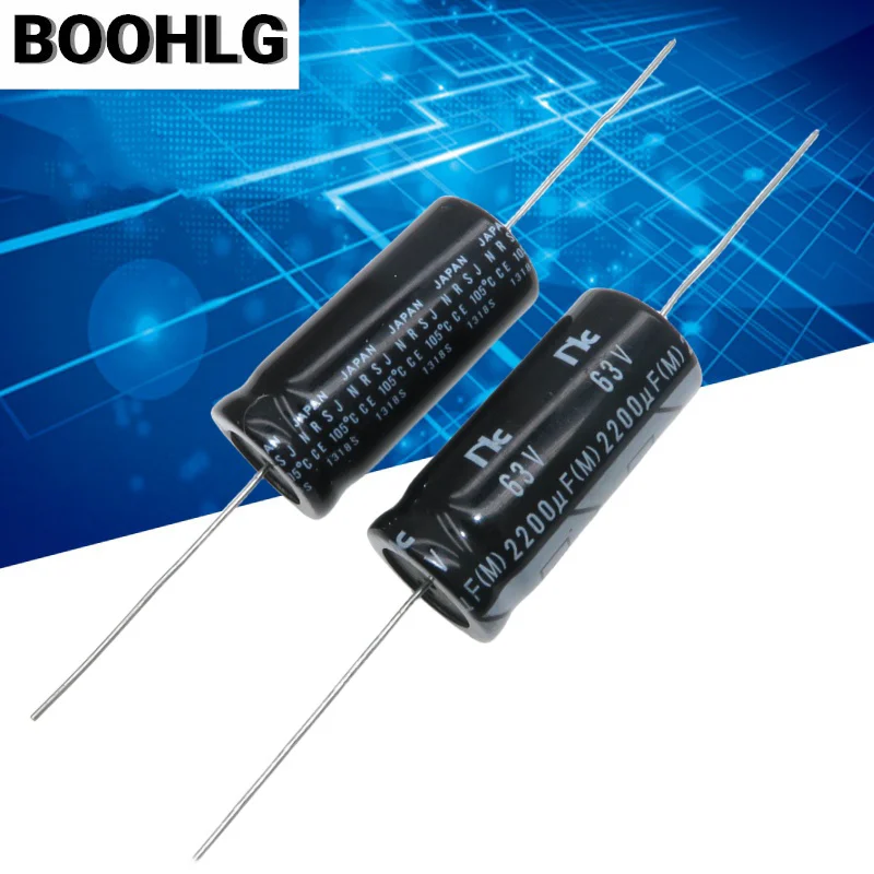 NIC Horizontal Axial Polarized Aluminum Electrolytic Capacitor 63v 2200uf 18X40mm 5PCS