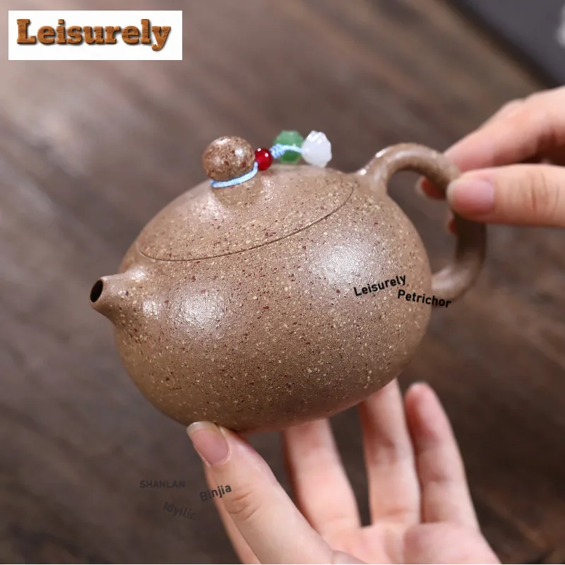 270ml Yixing Purple Clay Teapots Handmade Xishi Pot Raw Ore Wood-fired Porcelain Mud Tea Infuser Kettle With Filter Zisha Teaset