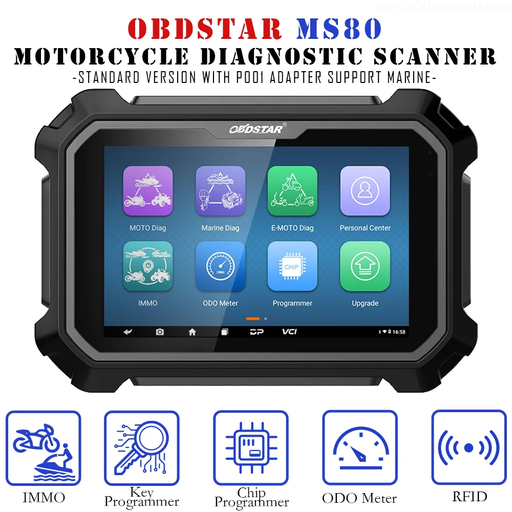 

OBDSTAR MS80 Motorcycle ECU Diagnostic and IMMO Key Programmer Tablet Scanner Tools Supported ATV UTV Snowmobile