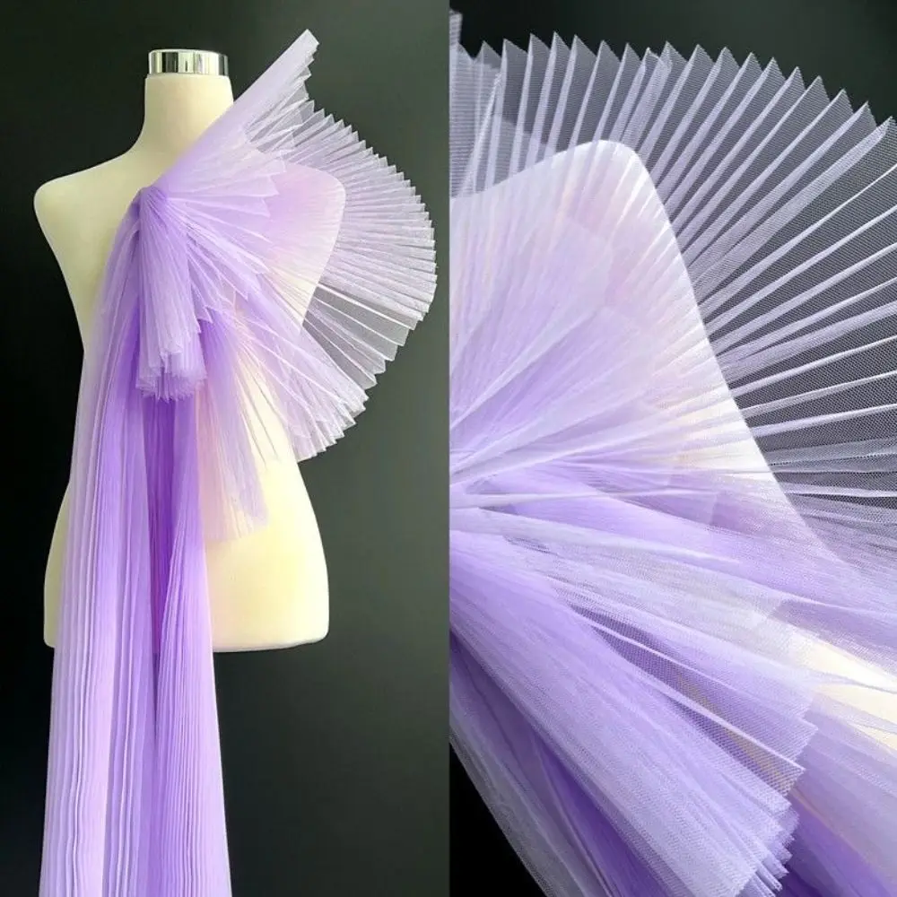 1 Yard Pleated Hard Mesh Fabric Crushed Fashion Stylist Cloth for Apparel Sewing By The Meter Diy Material