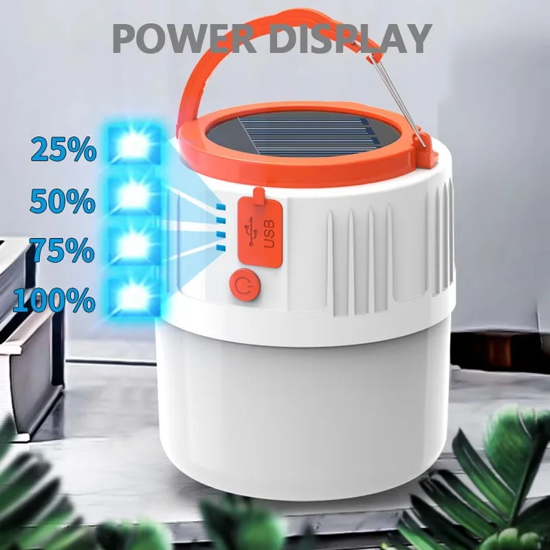 Solar Camping Light Portable Power Bank LED 6 Gears Rechargeable Remote Flashlight Outdoor BBQ Tents Hanging Emergency Lantern