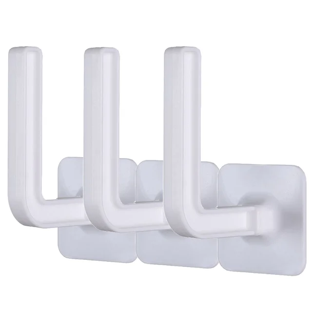 1 Pcs L-Shape Punch-Free Hook Wall Mounted Cloth Hanger for Coats Hats Towels Clothes Kitchen Rack Roll Bathroom Holder 3 Pcs