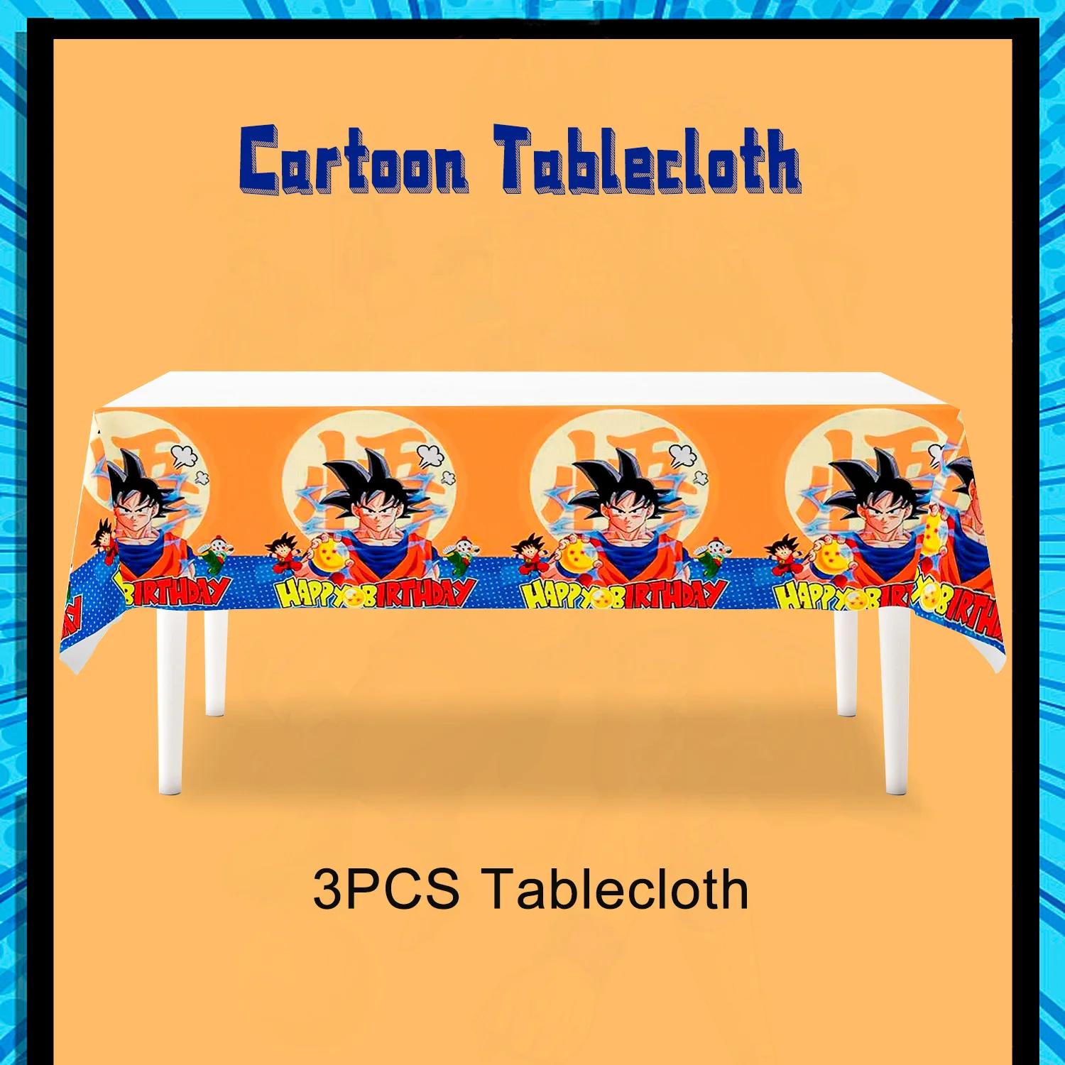 Drangon Ball  Birthday Party Supplies-Drangon Ball Tablecloth,3pcs Drangon Ball Table Cover 42.5"x70.8",for Boys Kids party. 6