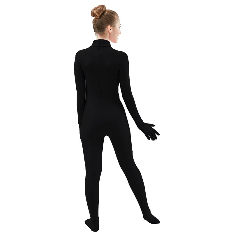 Black Spandex Zentai Full Body Skin Tight Jumpsuit Unisex Zentai Suit Bodysuit Costume for Women Unitard Dancewear