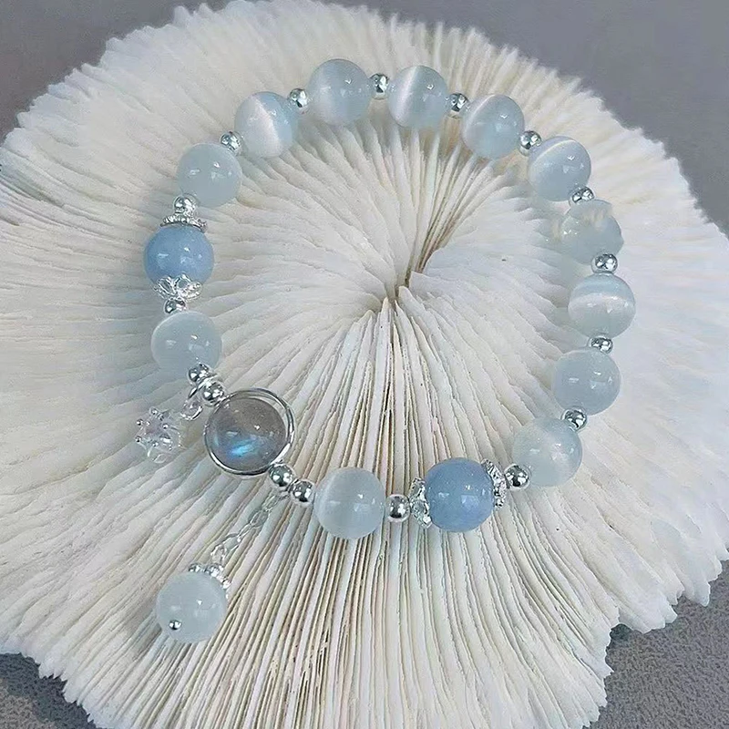 Natural Crystal Bracelet For Women Opal Moonstone Bracelet Cute Star Pendant Handmade Beaded Friendship Bracelet Jewelry