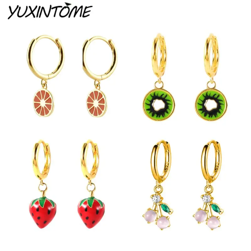 925 Sterling Silver Ear Needle The New Exquisite Niche Design Various Fruit Earrings Pendant Fashionable and Casual Accessories