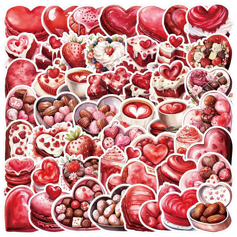 

10/30/50pcs Valentine Day Chocolate Cake Graffiti Stickers Decals Laptop Scrapbook Phone Suitcase Funny Cartoon Sticker for Kids