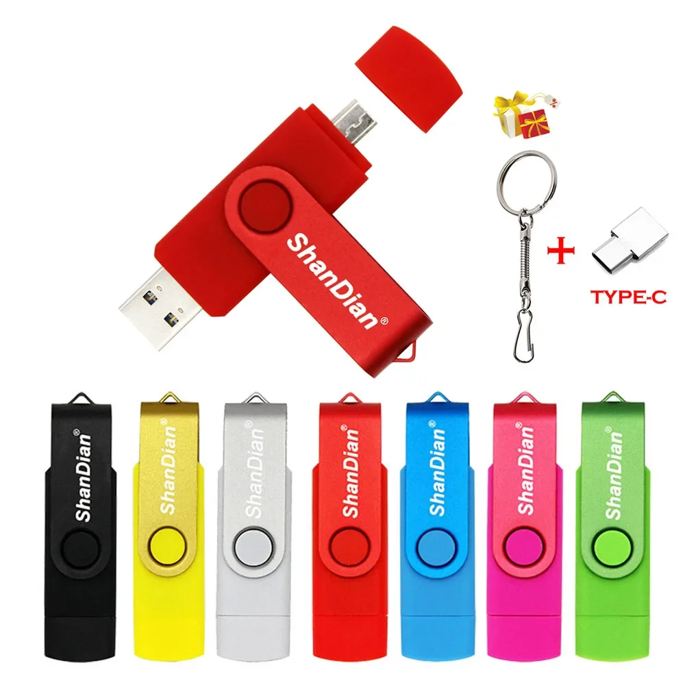 

Free Type-c adapter 2.0 Flash Drive 64GB rotate OTG Pen Drives 32GB 3 in 1 U Disk 16GB Usb 8GB Business Gifts Memory Stick