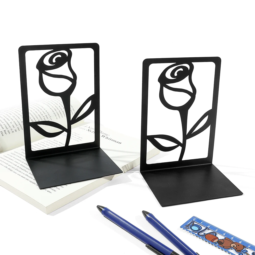 Flower bookend metal material office supplies for readers and book enthusiasts desktop storage decoration