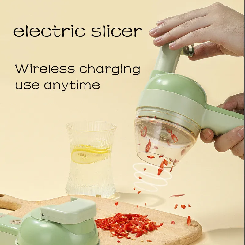 4 in 1 Handheld Electric Vegetable Cutter Set Multifunctional Hand Held  Food Processor Portable Wireless Vegetable Chopper Slice - AliExpress