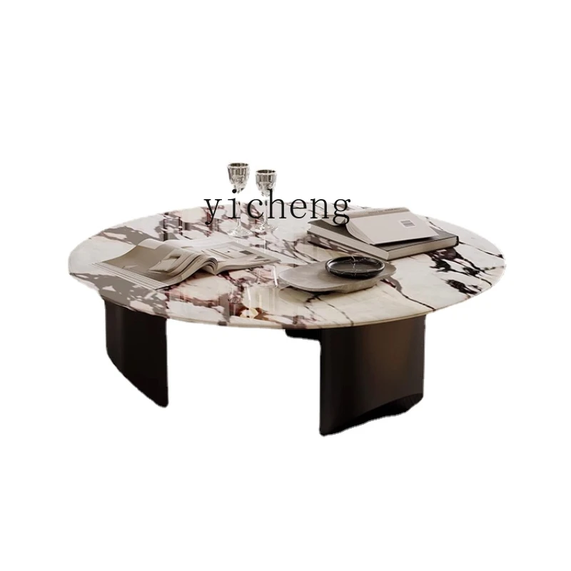 

Xl Minimalist Living Room Home Natural Marble Luxury Stone round Tea Table
