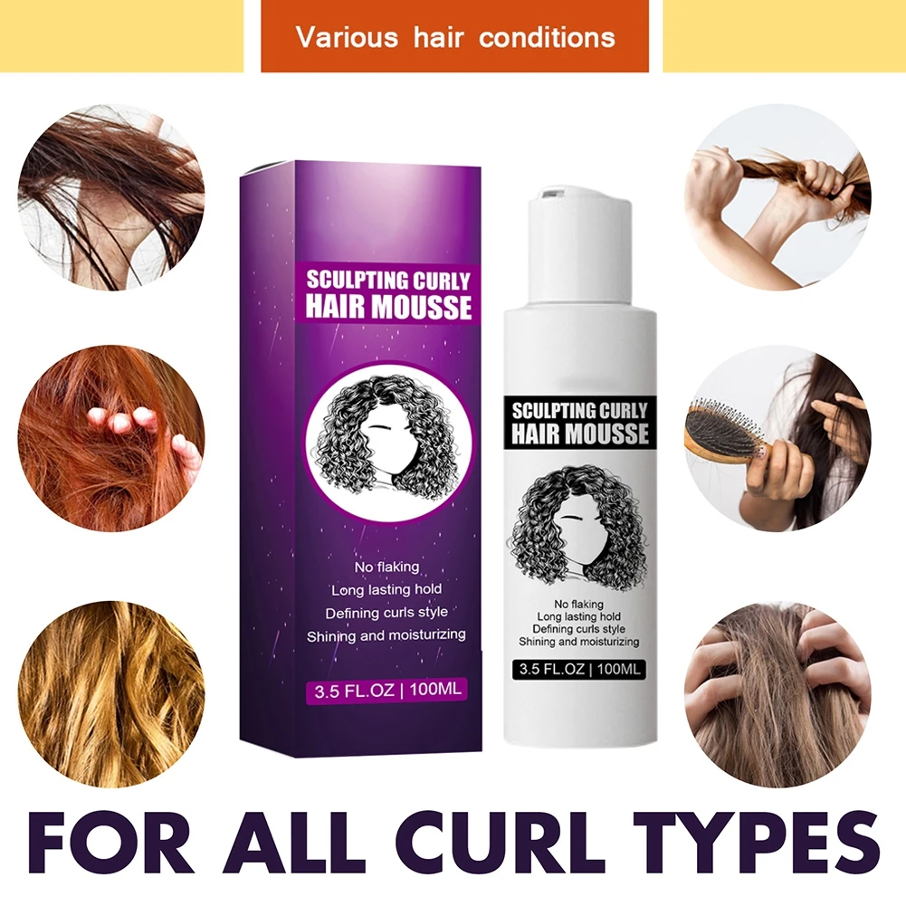 Curly Hair Mousse 100ml Sculpting Hair Styling Mousses Curl Boost Cream Curly Bounce Beauty Health Nourishing Elastic Effective Anti-frizz Foam