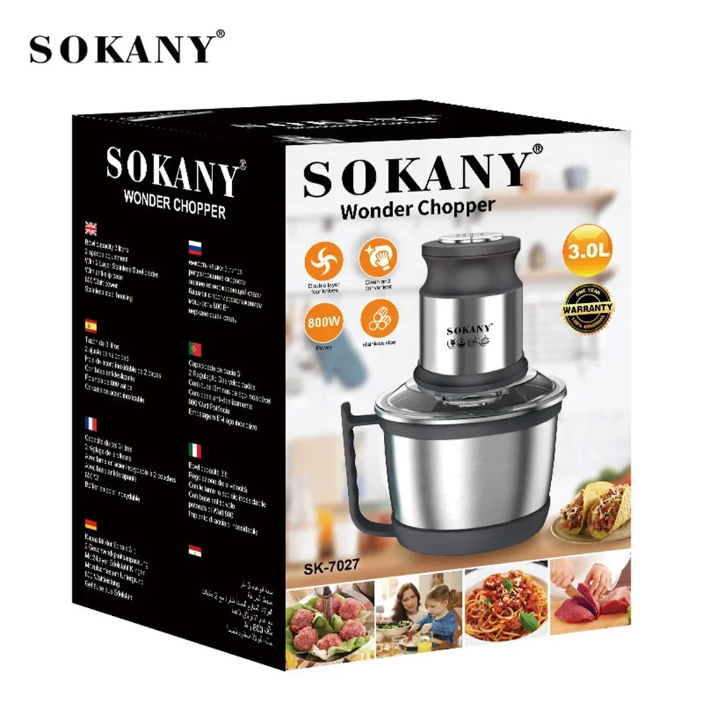 800W 3L Meat Grinder Stainless Steel Blender Mixer Machine Kitchen Food Processors Chopper Meat Mincer 220V 다지기 분쇄기 6