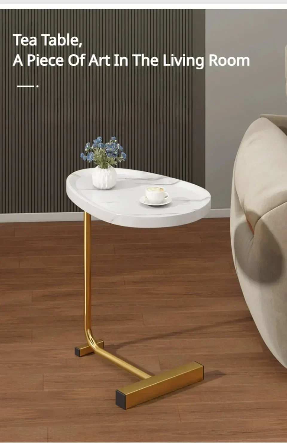 Description Picture 4 of itemC Shaped Sofa Side Table Light Luxury Corner Teapoy Mobile Tea Tray Desk Balcony Inn Coffee Stand Living Room Computer Tables