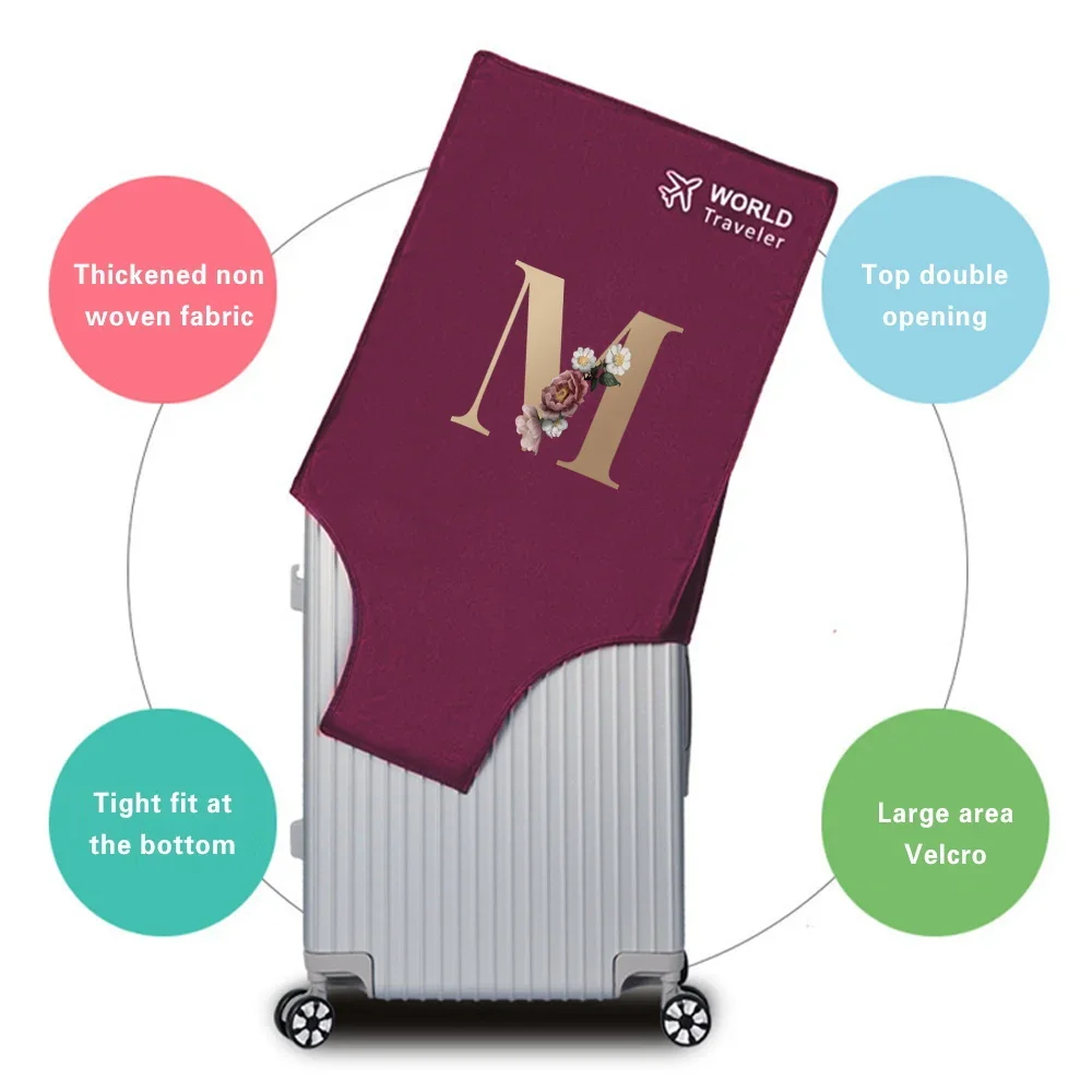 Travel Luggage Cover Dust Proof Scratch Resistant Reusable Non-woven Cover Gold Letter Series luggage cover