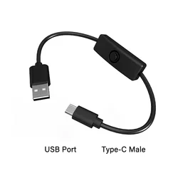 Versatile Type C Power Extension Cord with On/Off Switch - USB - C, Micro - USB, and DC 5.5x2.1mm Connectors, Ideal for Various Devices - 5V (USB A to Type C)