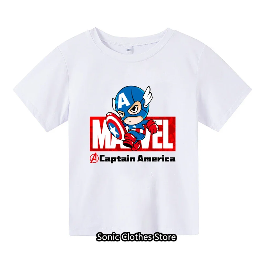 

Summer Children Captain America Tshirt Fashion Boys Casual T-shirt Girls Tops Tees Cartoon Kids Clothes Y2k Men Women Clothing