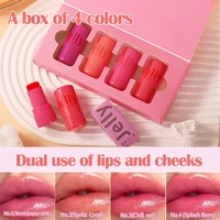 4pcs Set Jelly Cheek Blush Tint 3-in-1 Transparent Moisturized Blusher Facial Contour Rouge Lip Stick Long Lasting Rouge Makeup 1