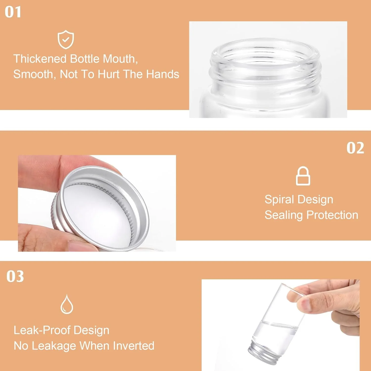 Wholesale Diameter 37mm Glass Bottle Candle Glass Vials Saffron Container Glass Vial With Screw Lid For Candy Storage Bottle 4