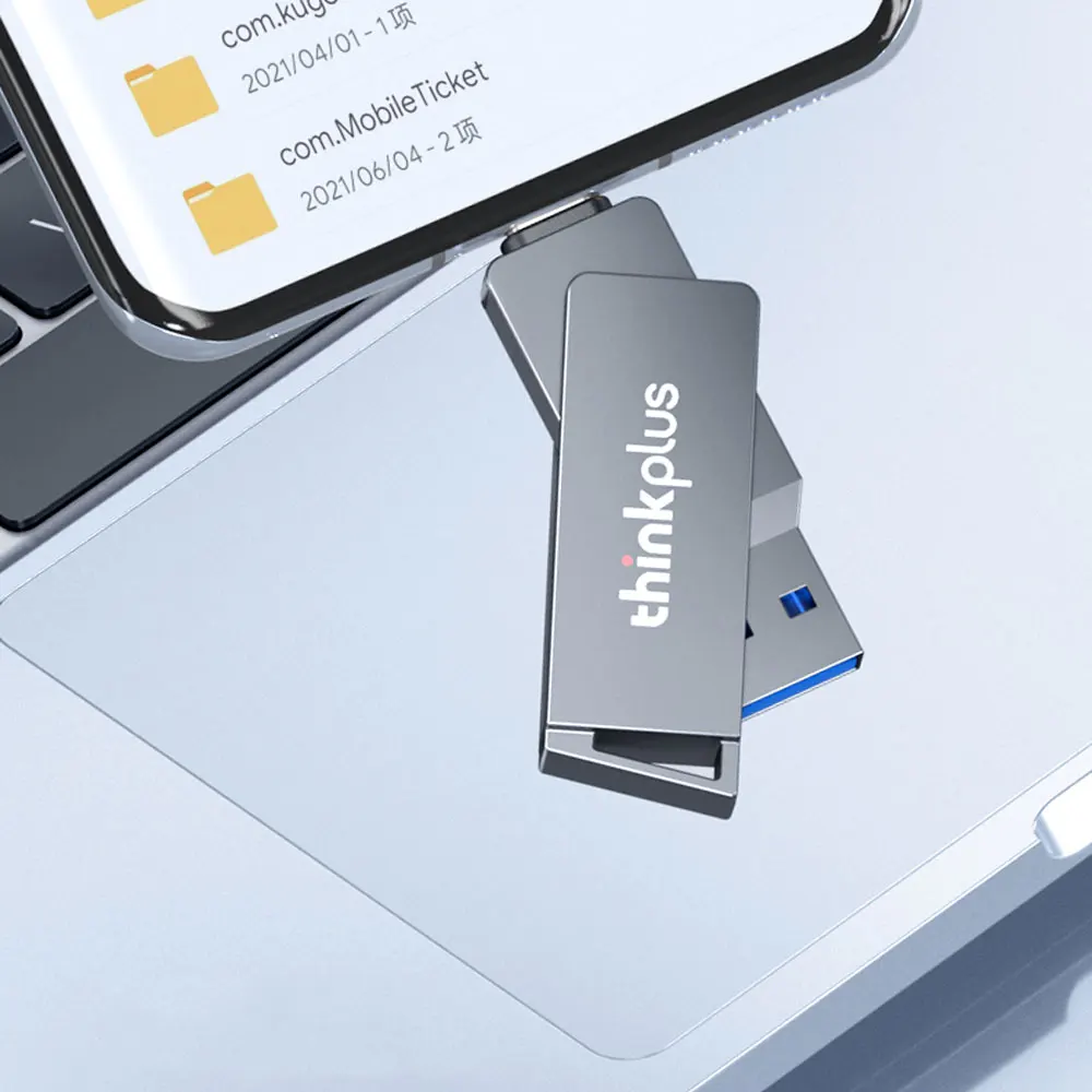 Lenovo Thinkplus-tipo c Flash Drive Stick Otg Dual-port Stick Usb de Metal Rotativo Disco u Usb 3.2 32gb 64gb 128gb 256gb Mu251 - Imagem 3